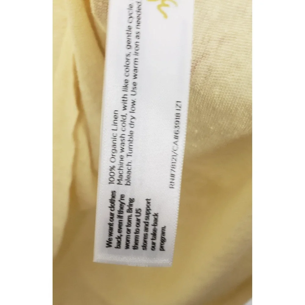 Eileen Fisher Yellow 100% Organic Linen Short Sleeve M Tee Shirt Casual Spring - Picture 4 of 7